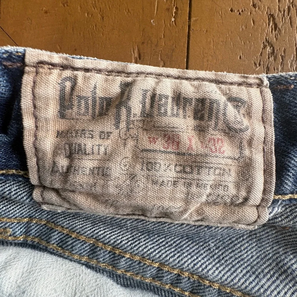 Vtg POLO Ralph Lauren Mens 36x32 Distressed Straight Leg Jeans Button Fly Grunge